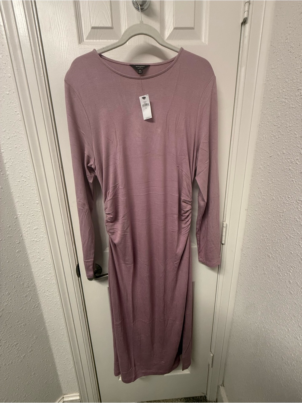 Soft luxe side shirred midi dress